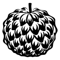 Black and White Graphic Artichoke Depiction with Leafy Petal Layers