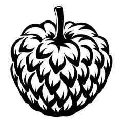 Black and White Artichoke Silhouette with Detailed Leaf Texture and Stem