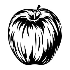 Monochrome vector illustration of a stylized apple with sharp contrasting edges