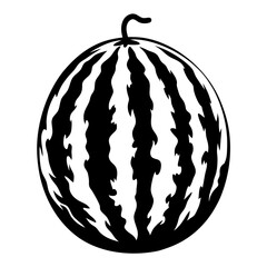 Minimalist Watermelon Illustration with Bold Black and White Stripes Pattern