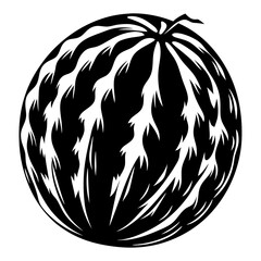 Abstract Watermelon Design in Black and White with Sharp Striped Texture