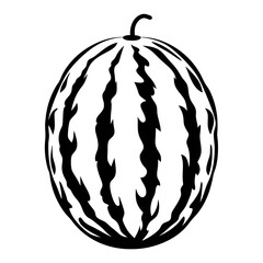 Graphical Depiction of a Stripped Watermelon in Black and White Style