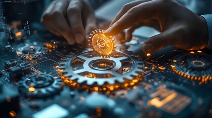 Business agility concept with visual symbols of efficiency, flexibility, and strategic transformation in a modern company
