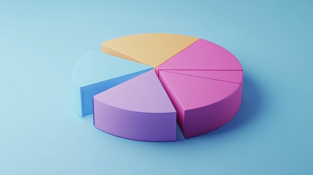 3D pastel pie chart showing data segments.