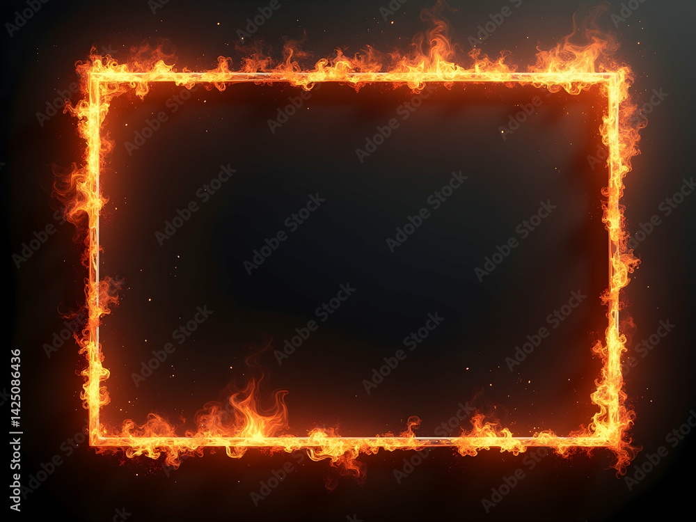 Fototapete dynamic frame with fiery edges for graphic design projects offering a vibrant border effect and burn