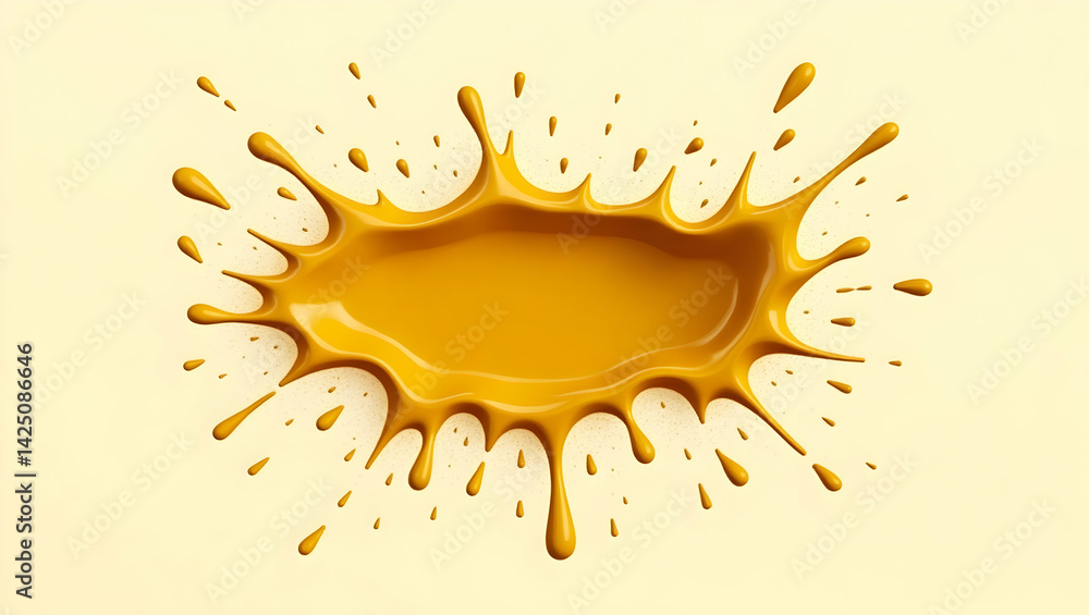 Poster dynamic mustard splash, an abstract rendering of fluid motion with a burst of golden yellow, ideal f
