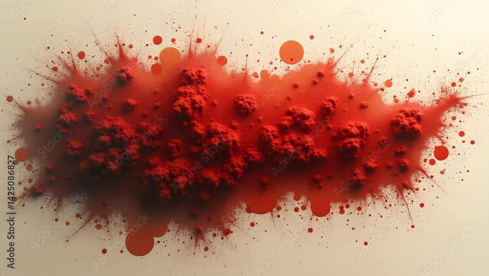 Aufkleber dynamic red powder explosion with detailed texture and spray effect for creative overlays and abstra