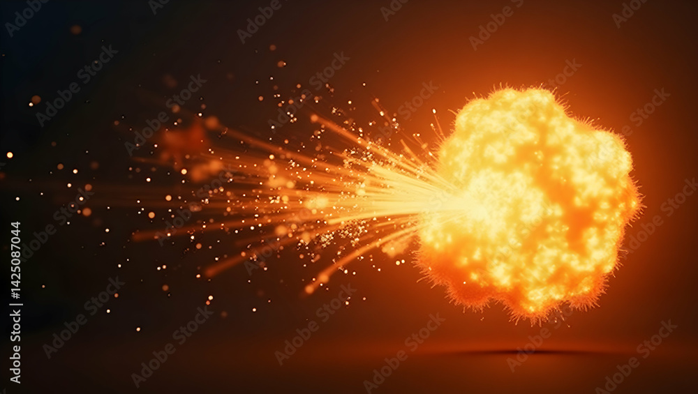Poster dynamic transparent explosion effect overlay with a high impact fireball, perfect for adding a drama