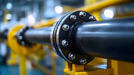 Industrial pipe with flange and bolts representing secure gasket installation in mechanical engineering concept
