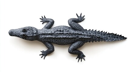 Fototapeta premium Gray crocodile toy, top view