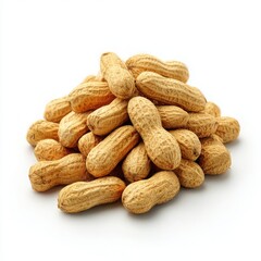 A pile of peanuts still inside of their shells isolated on white background