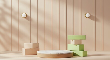 Peaceful interior space relaxing light beige wood