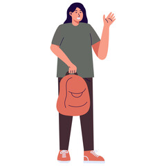 University Student Character with Cartoon Design. Vector Illustration