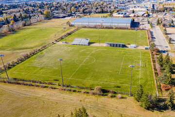 Soccer field with a fence around it