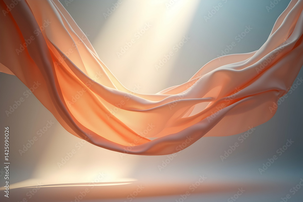 Poster elegant fabric in motion, a study of light and shadow on flowing material with delicate folds suspen