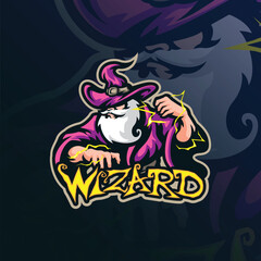 Wizard mascot logo design with modern illustration concept style for badge, emblem and t shirt printing. Wizard illustration for sport team.