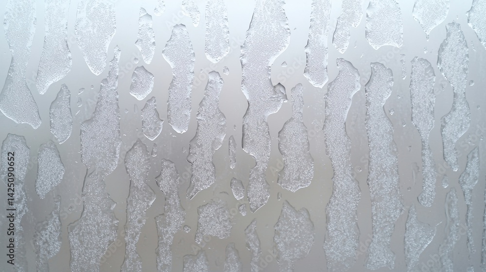 Poster the image depicts a close-up of a frosted glass surface with water droplets creating a textured, abs