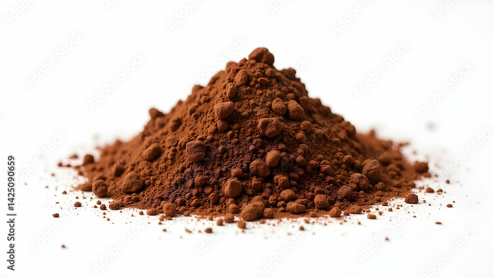 Aufkleber elegant flatlay of fine cocoa powder cascading on a transparent surface creating a burst of rich, ch