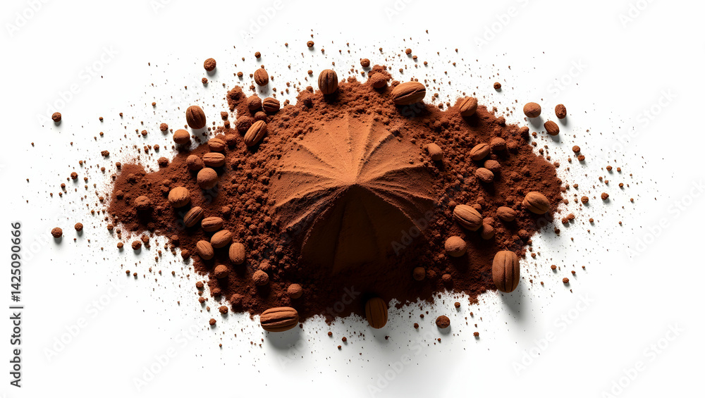 Aufkleber elegant flatlay of fine cocoa powder and cocoa nibs creating a visually appealing burst of flavor an