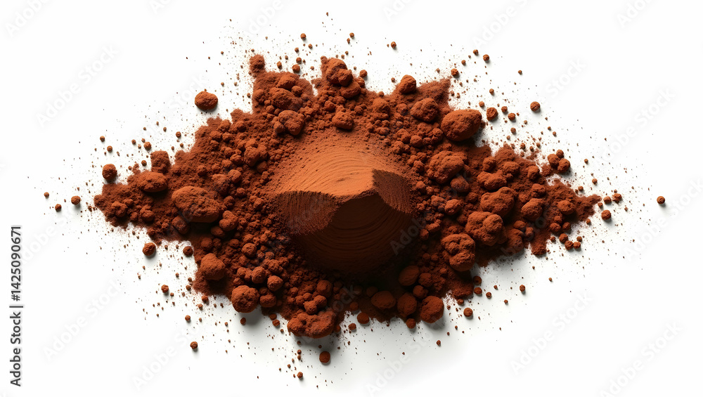 Aufkleber elegant flatlay of fine cocoa powder cascading across a pristine surface, showcasing rich texture an