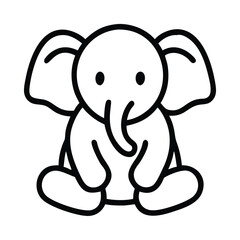 Fototapeta premium Sitting Elephant Outline - Minimalist Baby Animal Drawing
