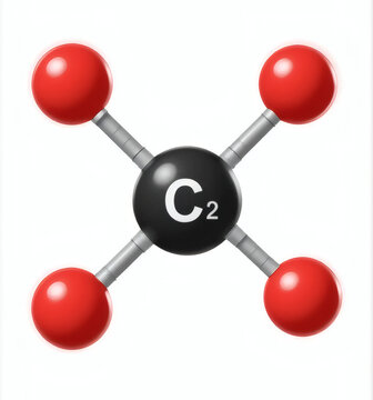 Illustration of a carbon dioxide molecule with a central black carbon atom and two red oxygen atoms connected by gray bonds, labeled 'Carbon Oxide'.