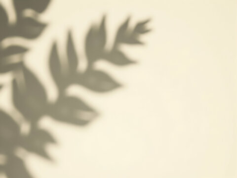 Elegant leaf shadows overlaying a neutral background creating a minimalist and calming effect perfect for adding a touch of nature to any design project - Powered by Adobe