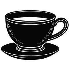 cup of coffee silhouette on white background, Vector illustration, bird, icon, svg, characters, Holiday t shirt, Hand drawn trendy Vector illustration, raven on a branch