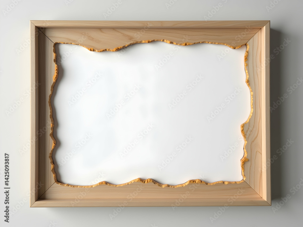 Poster elegant wooden frame with subtly burnt edges and soft light illumination, creating a warm and inviti