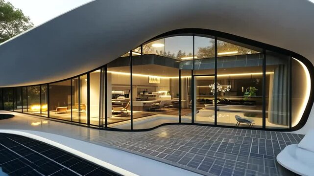 Modern architectural design of a sleek house by pool
