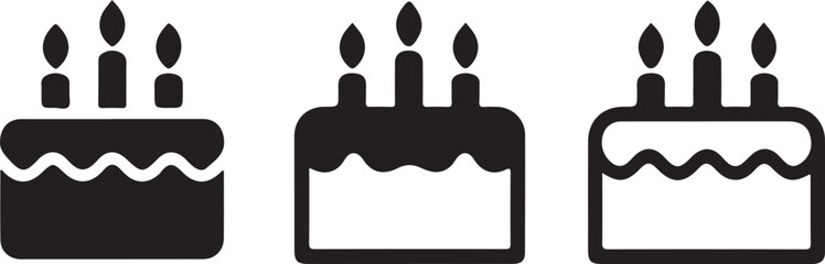 Cake icon. Symbol of the holiday, birthday. Festive cake with a candle.