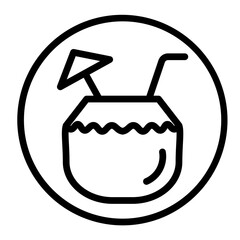 Coconut Drink Vector Line Icon Design