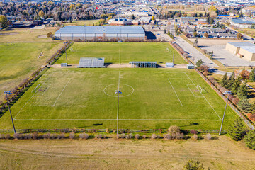 Large field with a soccer field in the middle