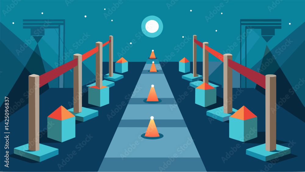 Aufkleber a section of the obstacle course is designed to confuse and disorient participants with mirrored sur