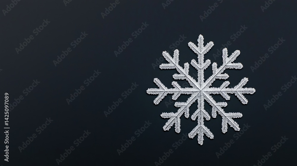Poster a delicate snowflake design stands out against a dark background, showcasing intricate patterns and 