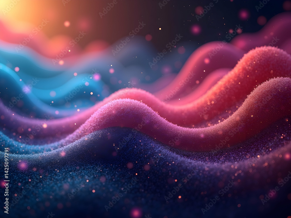 Poster enchanting rgb color warp, a realistic and luminous overlay for graphic blending with smooth waves a