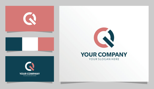 Stylish "CQ" Monogram Logo with Rose and Teal Color Palette