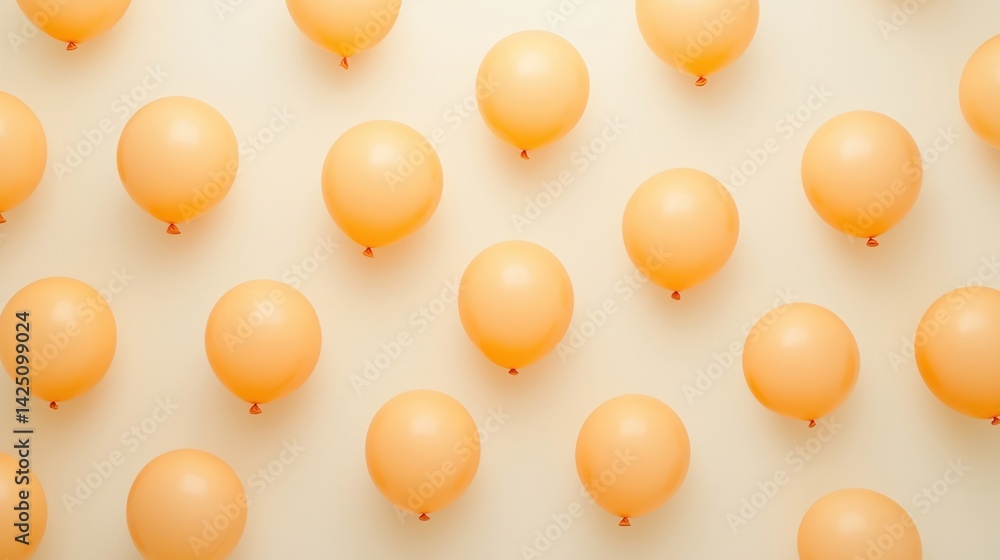Poster a pattern of light orange balloons evenly spaced against a pale background, creating a cheerful and 