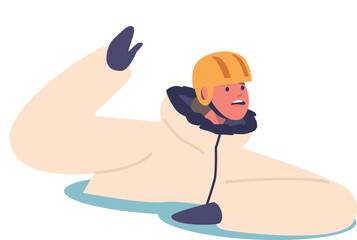 Skier in snow asking help