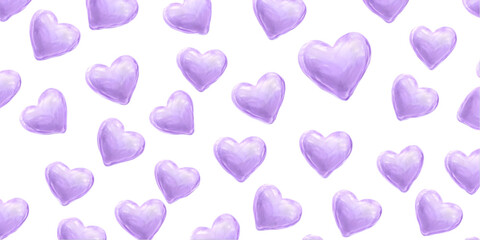 Illustration Of Lilac Hearts Scattered Against Black Background