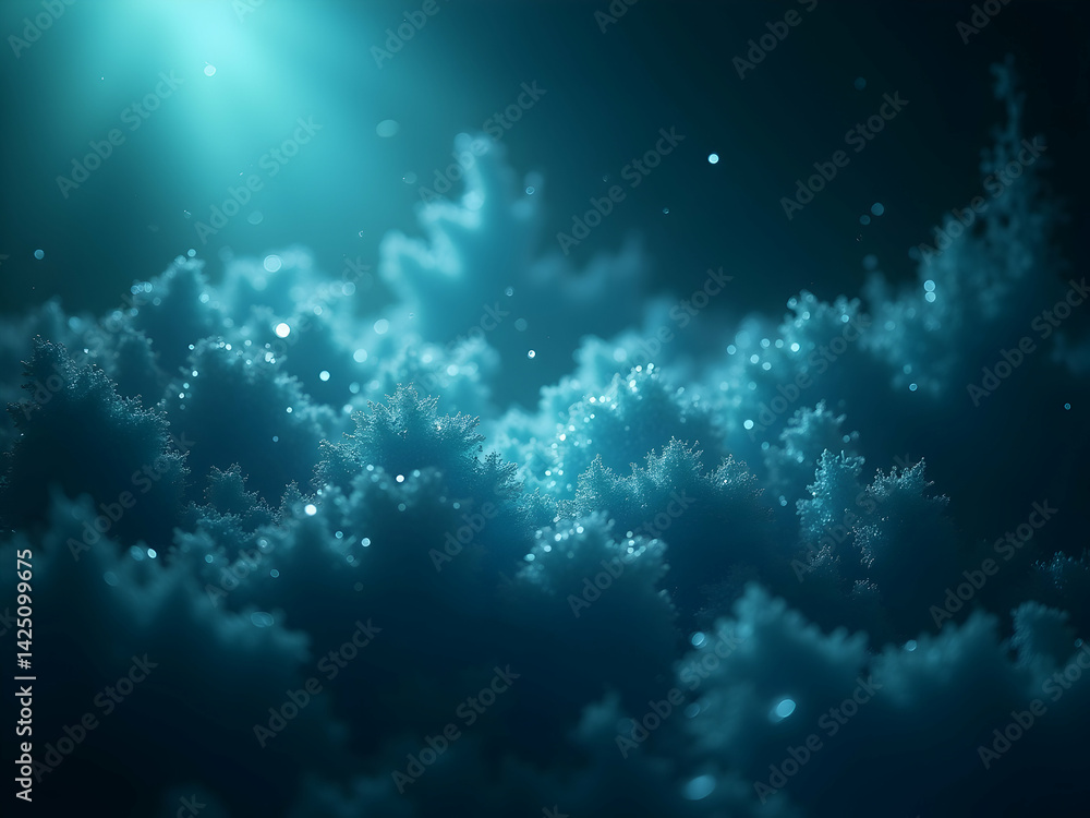 Aufkleber enthralling aqua particles shimmering under dramatic lighting, creating a mesmerizing display of eth