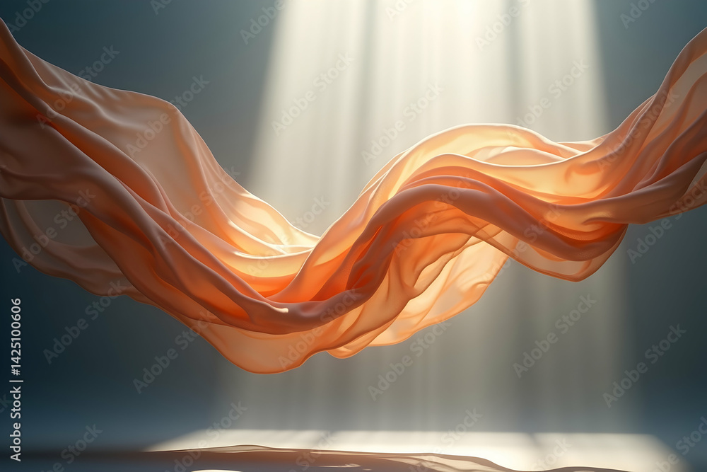 Aufkleber ethereal dance of light and fabric a mesmerizing display of flowing elegance suspended in time creat