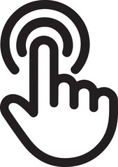 Hand touch tap gesture line art icon for apps and websites