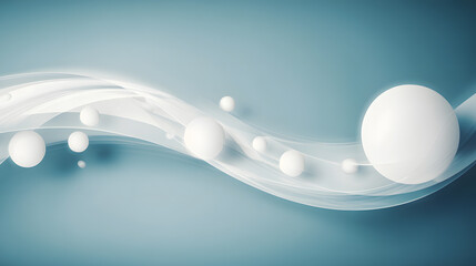 Abstract White Spheres on Blue Gradient Background