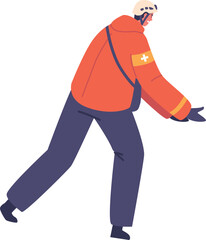 Rescuer man wearing winter uniform