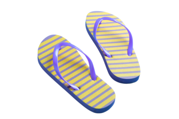 Brightly colored flip flops perfect for summer vacation and travel, isolated on white, PNG