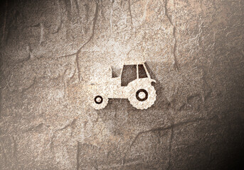 Agricultural machinery. Vehicle for field farm work. Industrial tractor transport icon.