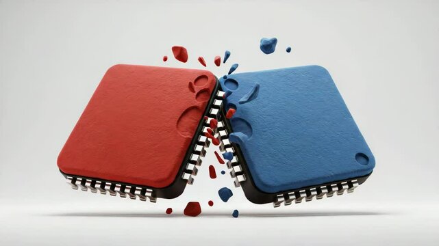 Shattered Digital Divide: Clashing Red and Blue Microchips