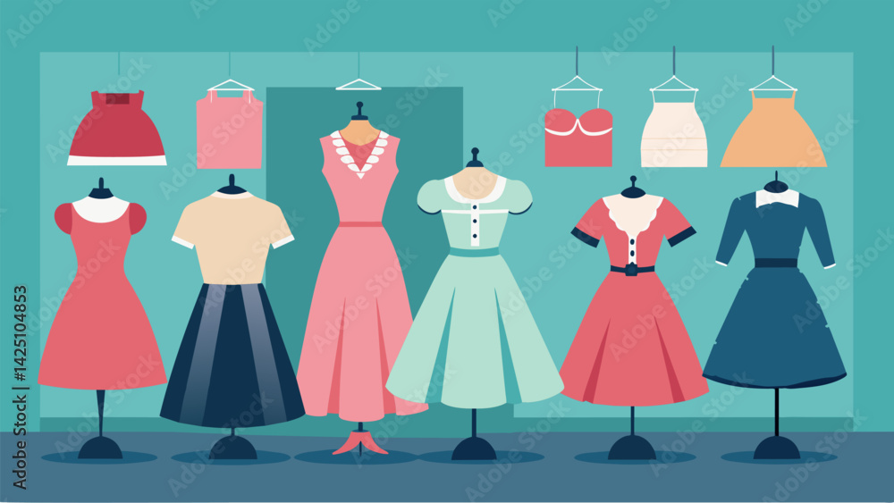 Poster a curated vintage collection of handpicked dresses each with its own unique design and charm awaits 