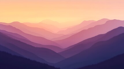 Obraz premium Pink Sunset Mountain Range View.